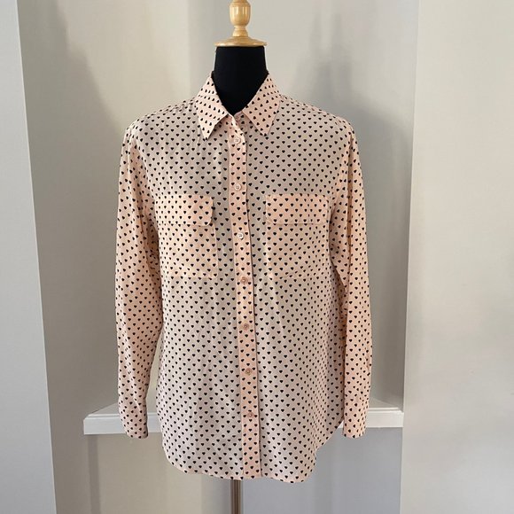 Equipment Silk Heart Print Blouse - Picture 1 of 13